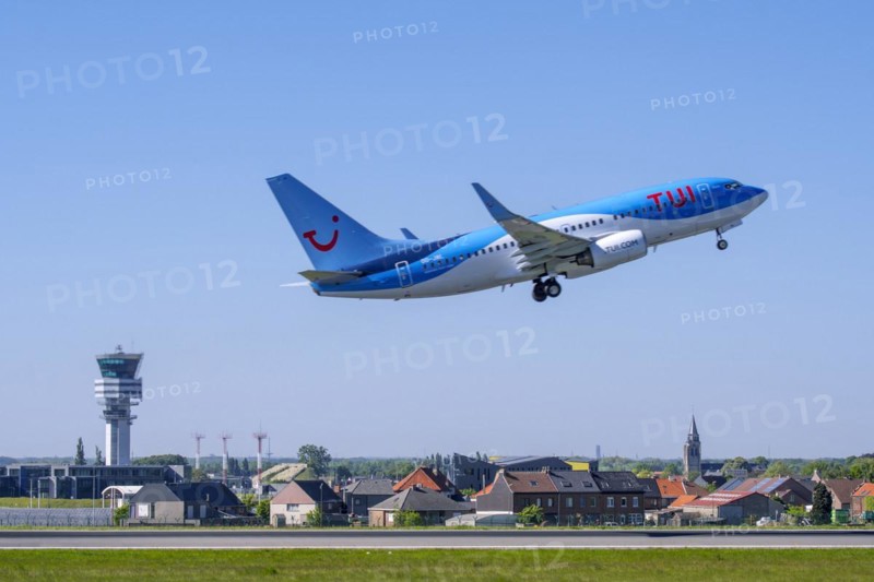 Boeing 767-304 from TUI Airways taking off from runway at the Brussels-National airport
