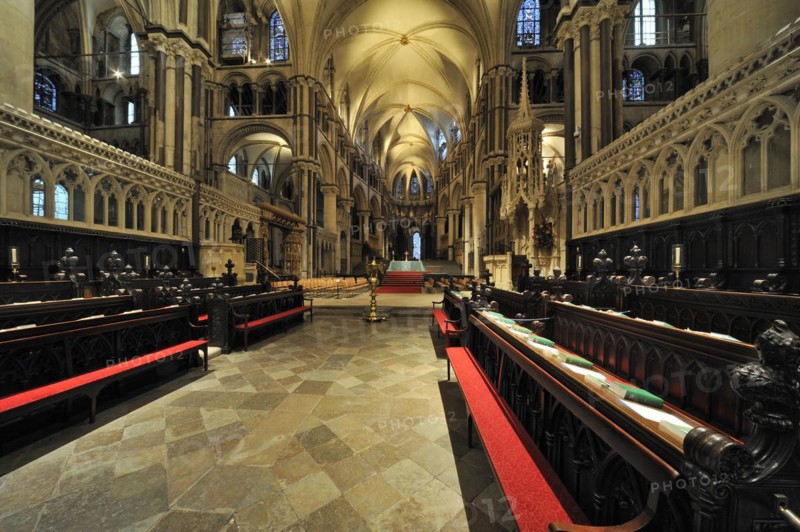 12th century choir stalls inside the Canterbury Cathedral in Canterbury