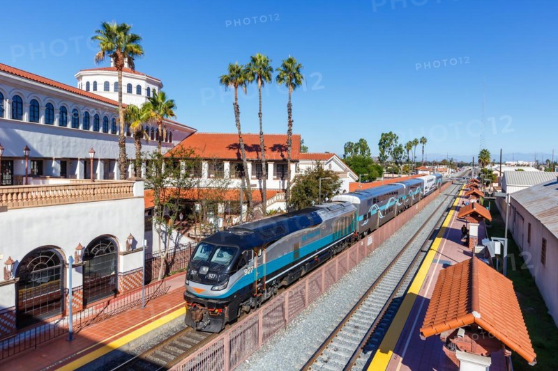 Metrolink Passenger Train Railroad at Santa Ana Station near Los Angeles