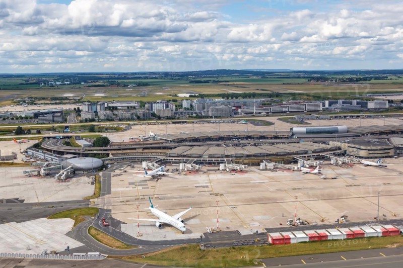Aerial view of Terminal 2 of Paris Charles de Gaulle