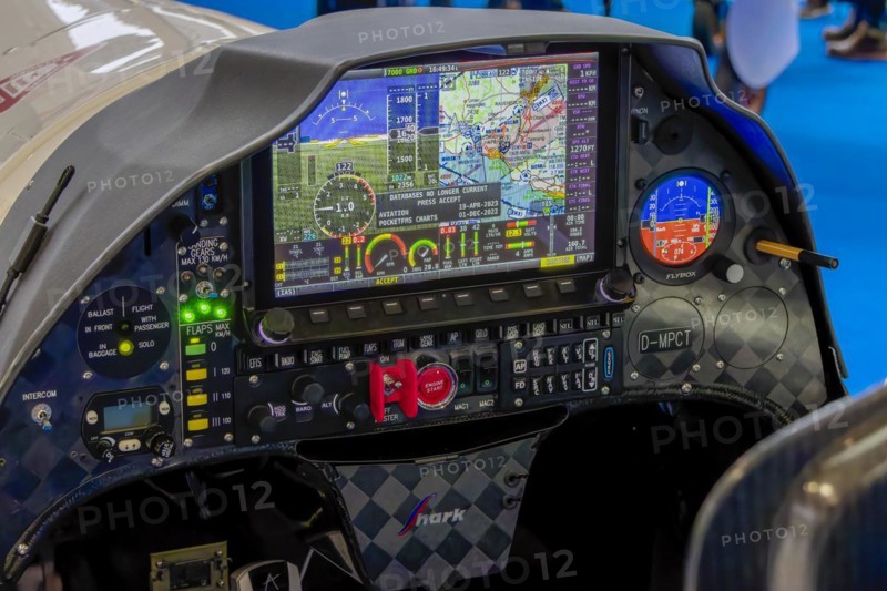 Modern pilot instrument panels with displays in the cockpit