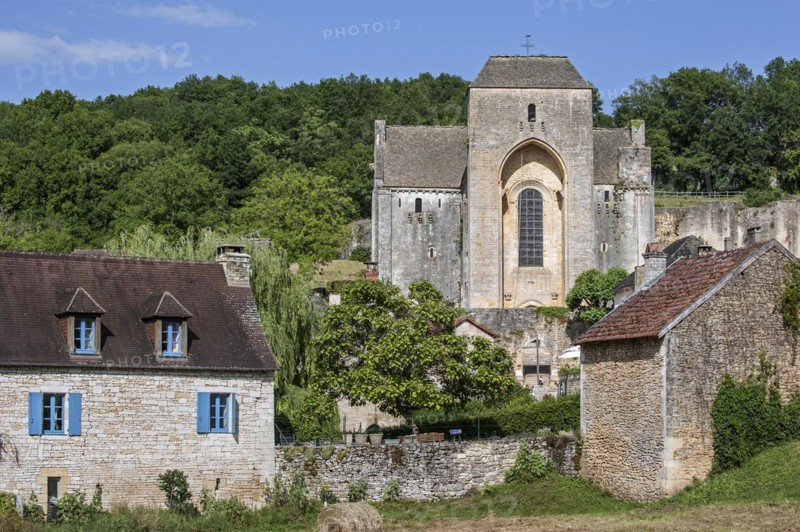 The medieval village Saint-Amand-de-Coly with its fortified Romanesque abbey church