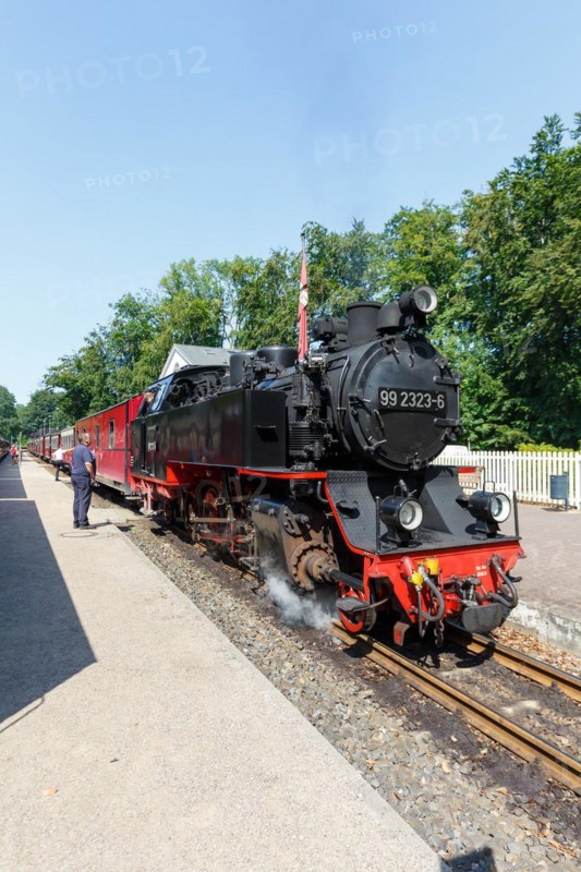 Steam train of the Baederbahn Molli railway Steam locomotive in Heiligendamm