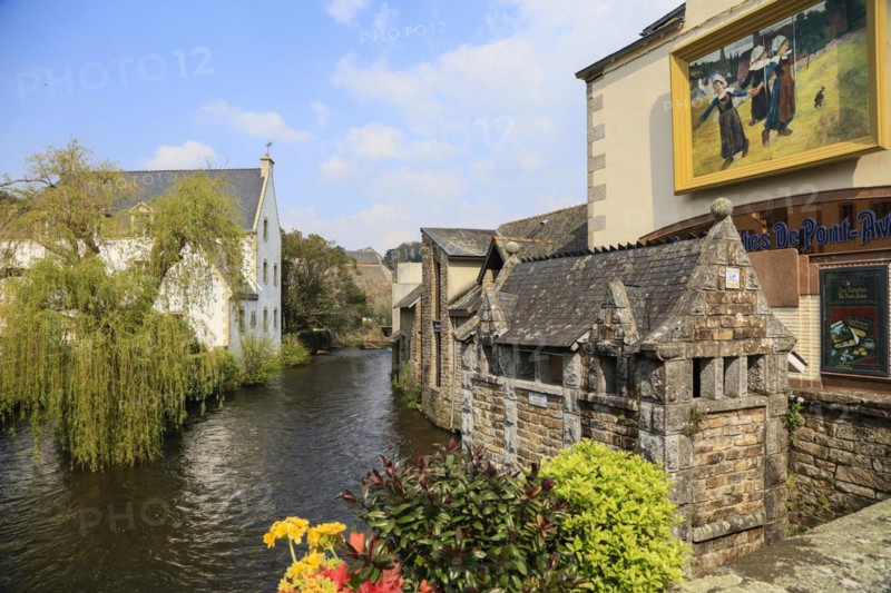 Artists' village of Pont-Aven in the Cornouaille at the beginning of the estuary of the river Aven into the Atlantic Ocean