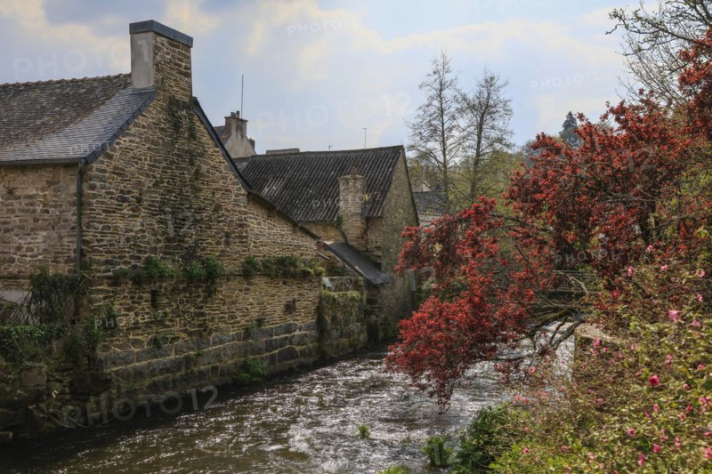 Artists' village of Pont-Aven in the Cornouaille at the beginning of the estuary of the river Aven into the Atlantic Ocean
