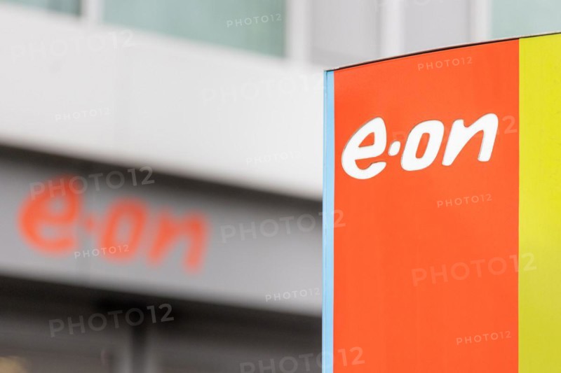 A sign of the company e.on in front of their headquarters in Essen