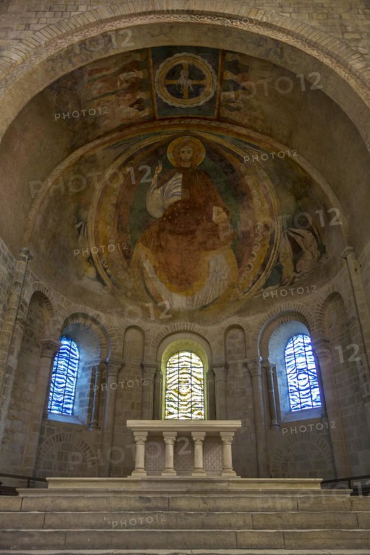 Western apse with its late 12th C. fresco of Christ in Glory in the Nevers Cathedral