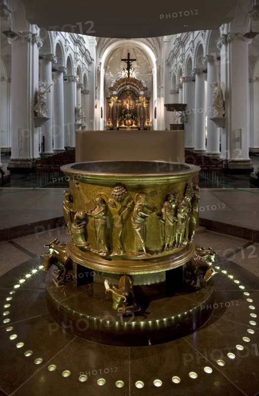 Baptismal font inside the St. Bartholomew's Church