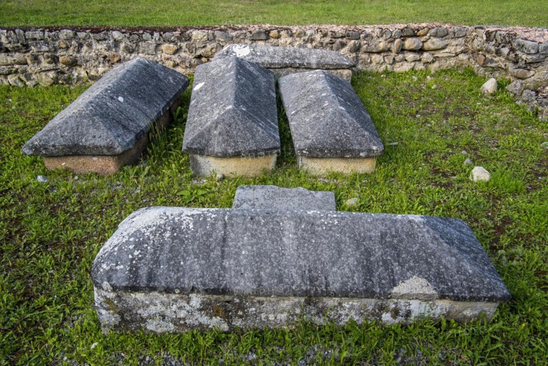 Sarcophagi among remains of the 5th century Early Christianity
