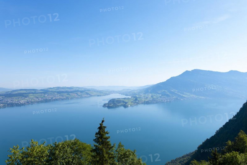 Aerial View over Lake Lucerne and Mountain in Burgenstock