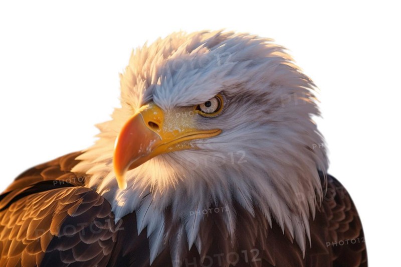 Close-up of an american bald eagle head isolated on a white background