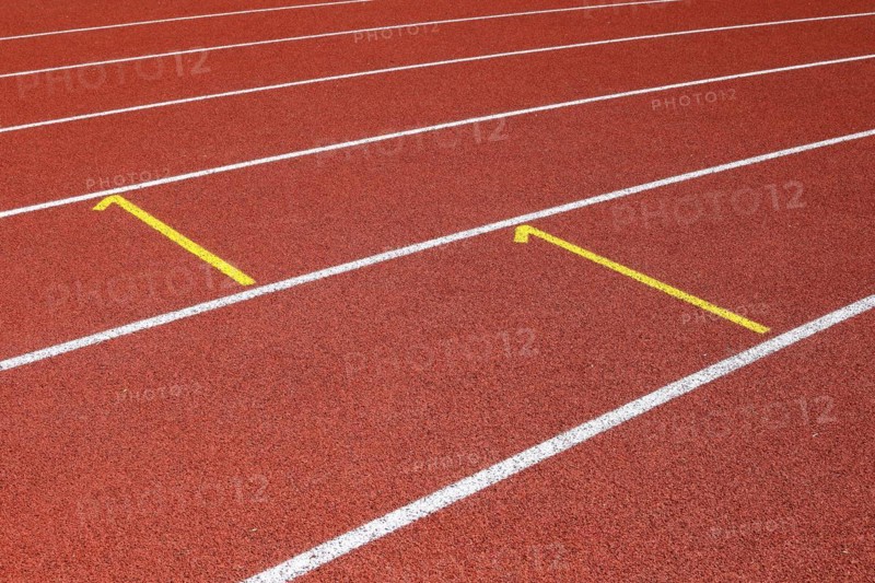 Lines on a tartan track sports field