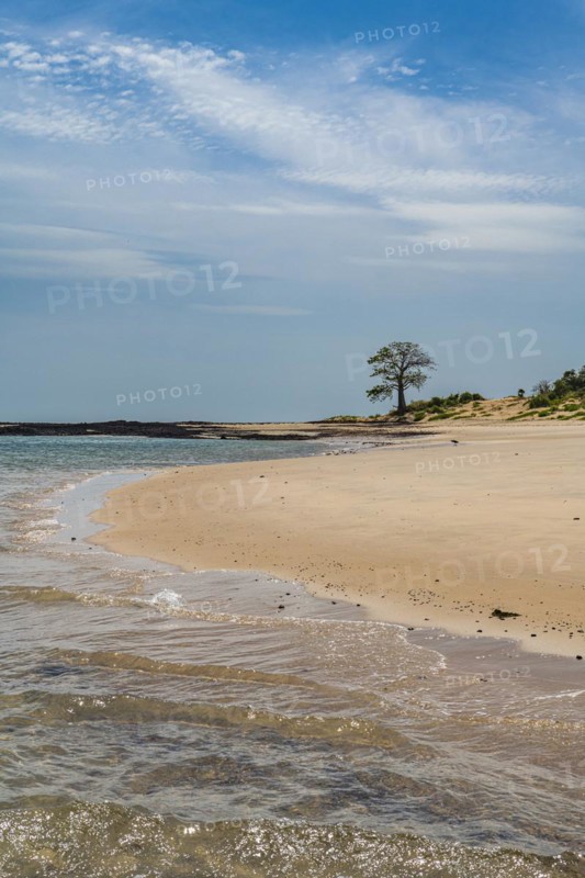 Long sandy beach on a little islet in Marinho Joao Vieira e Poilao National Park