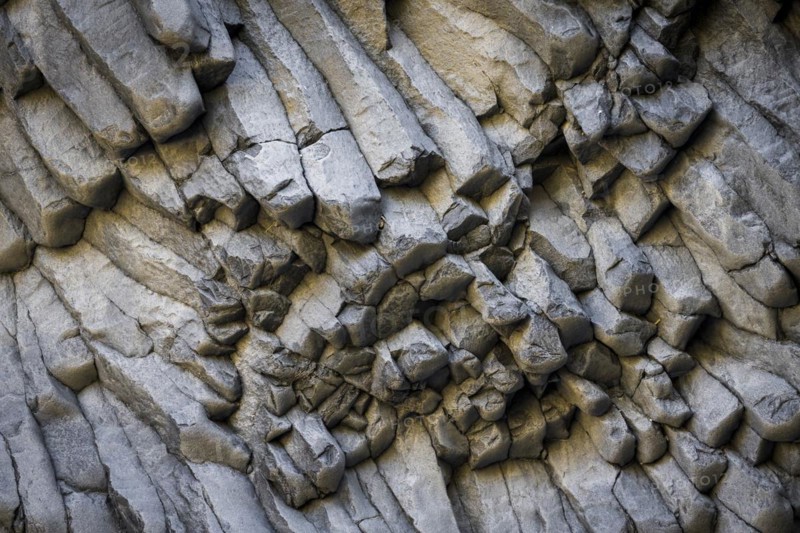 Rock formations of basalt and lava rock in the river park Gole dell' Alcantara
