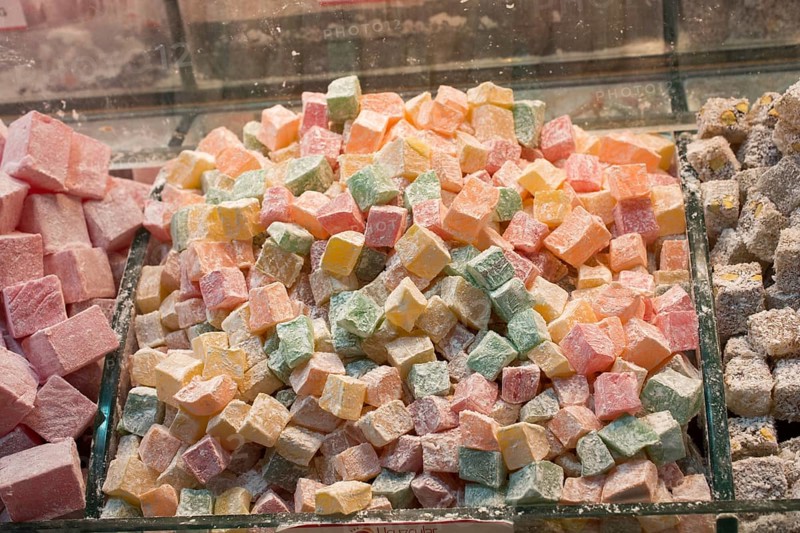 Load of traditional turkish delight lokum candy