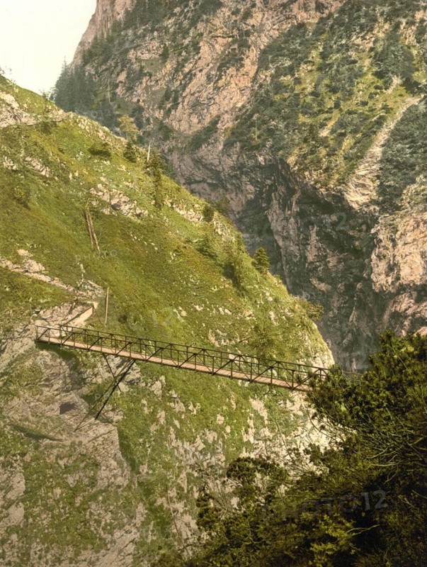 Bridge in the Hoellentalklamm gorge in Upper Bavaria
