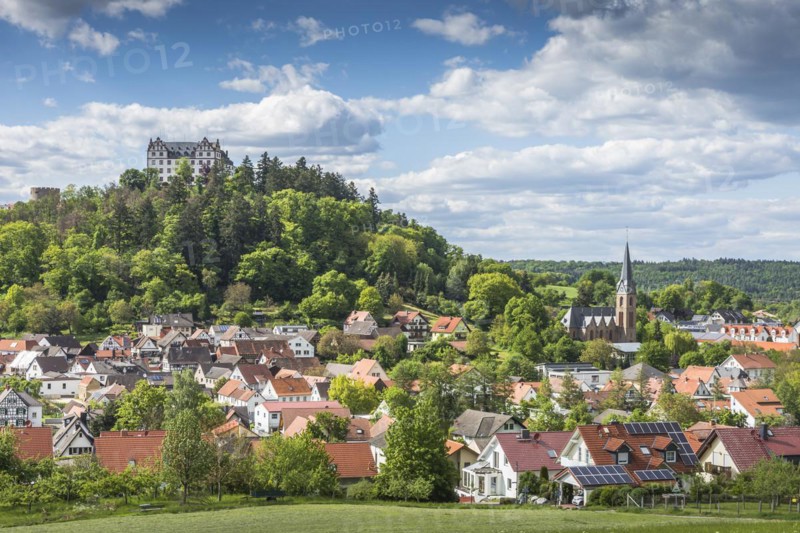 The village of Fischbachtal with Lichtenberg Castle