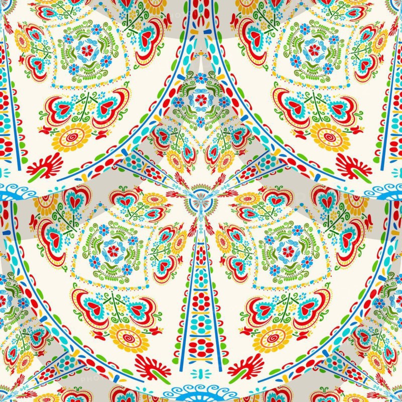 Seamless pattern design inspired by traditional Hungarian embroidery