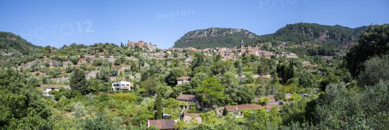View of Valldemossa mountain village with typical stone houses