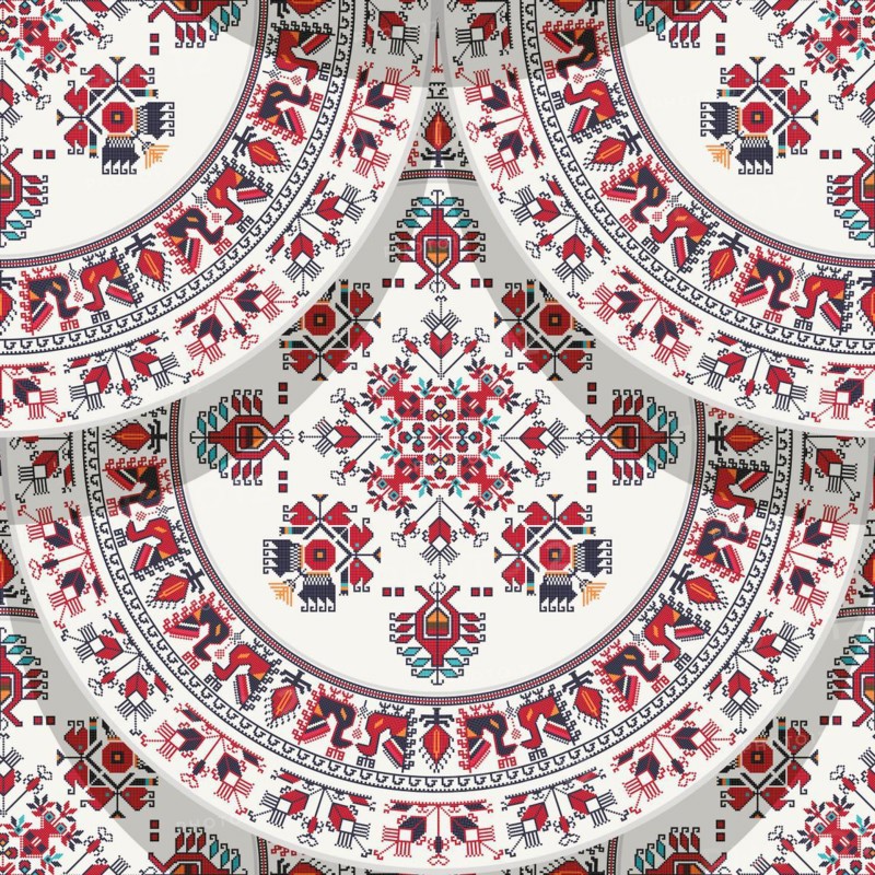 Traditional Bulgrarian embroidery seamless pattern