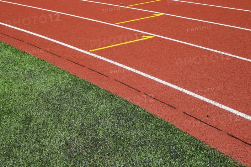 Lines on a tartan track sports field