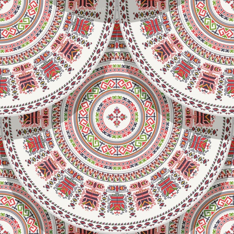 Traditional Bulgrarian embroidery seamless pattern