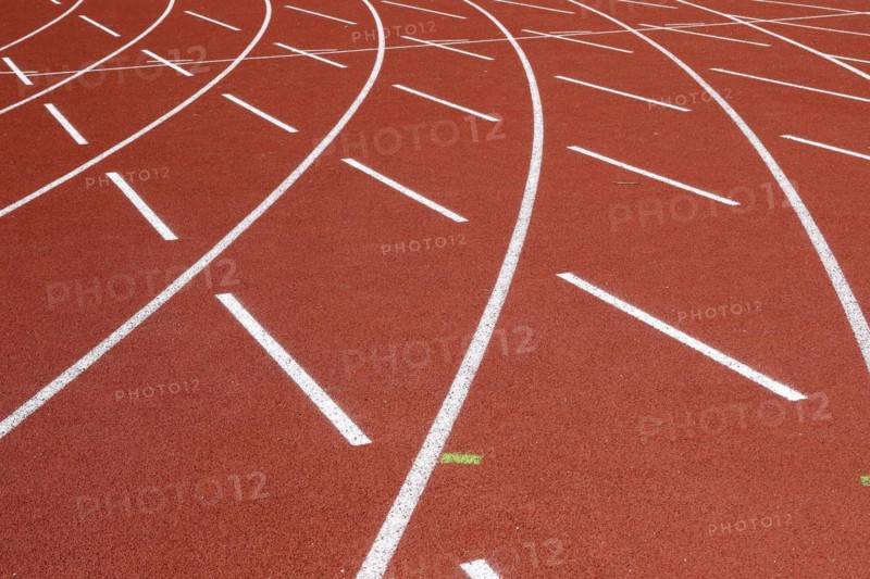 Lines on a tartan track sports field