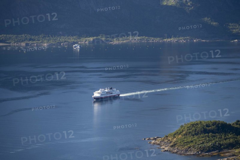Hurtigruten cruise ship in the fjord