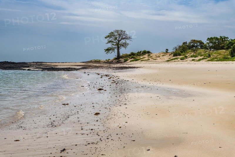 Long sandy beach on a little islet in Marinho Joao Vieira e Poilao National Park