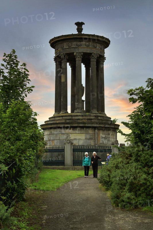 Walkers in front of Dugald Stewart Monument