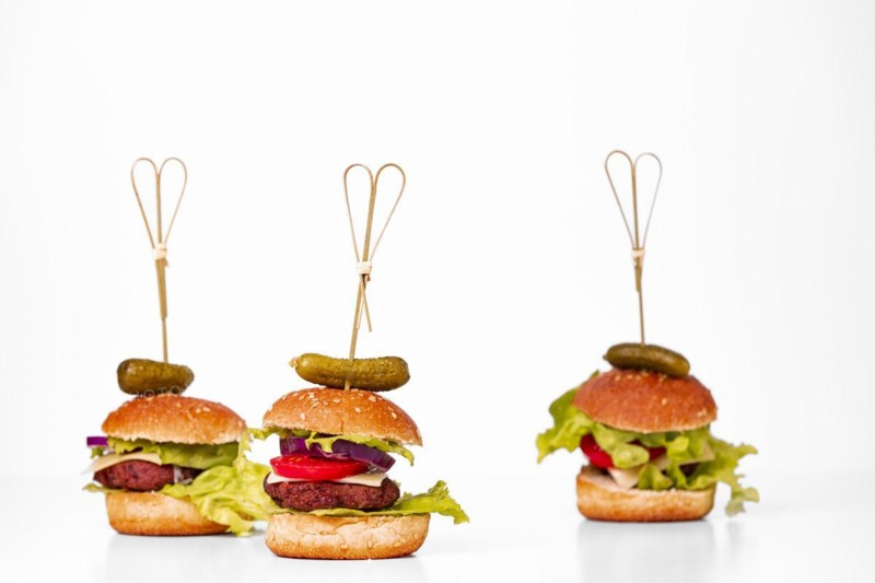 Group of small vegetarian hamburgers