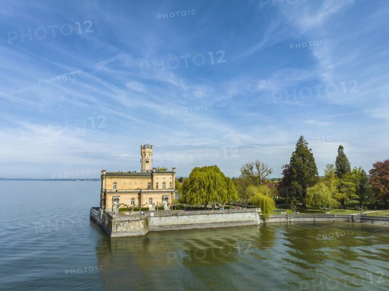 Aerial view of Montfort Castle on the shore of Lake Constance