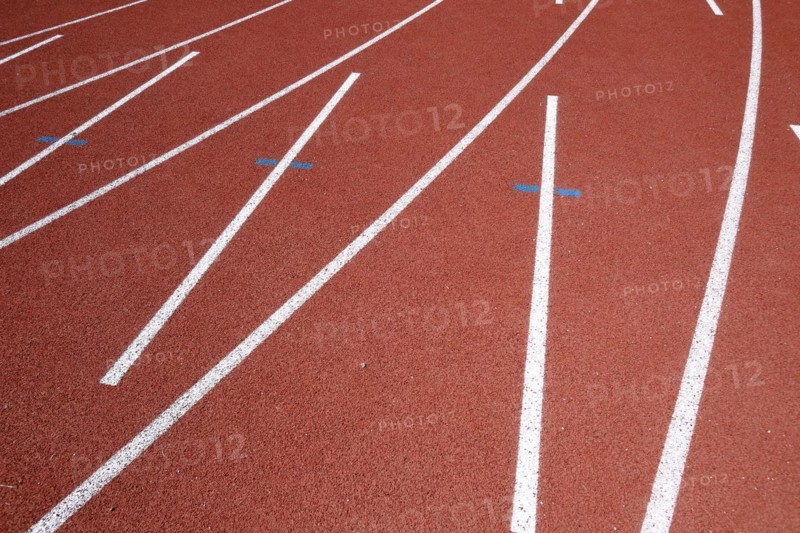 Lines on a tartan track sports field