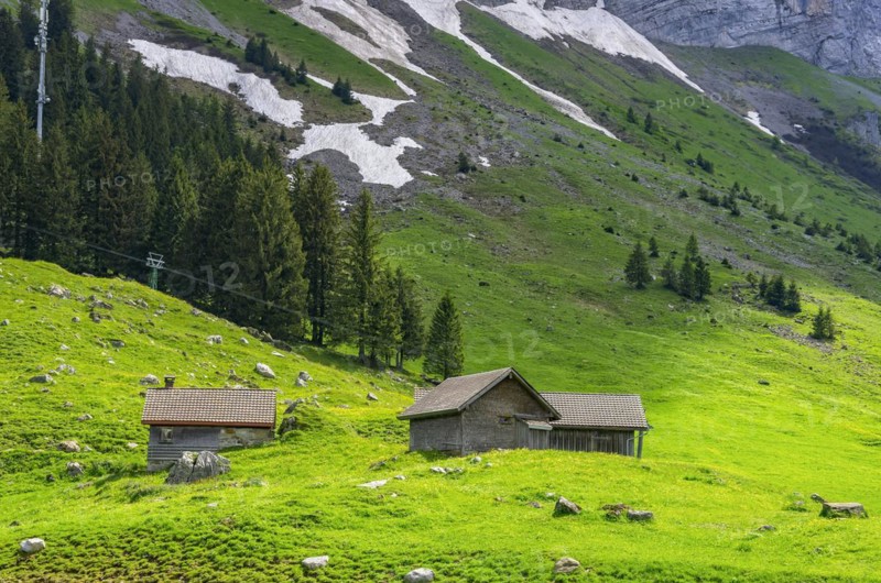 Mountain panorama at the foot of the Saentis on the Schwaegalp