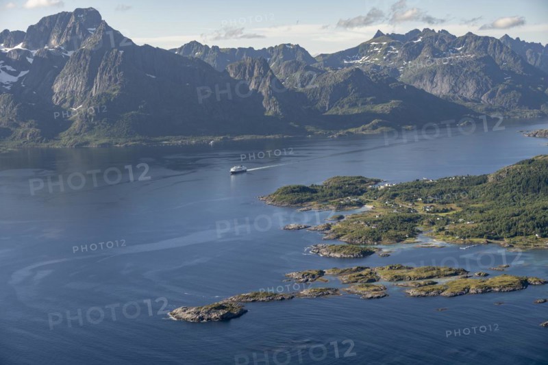 Hurtigruten cruise ship in the fjord