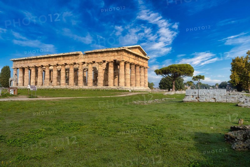 The ancient Doric Greek Temple of Hera of Paestum built in about 460-450 BC. Paestum archaeological site