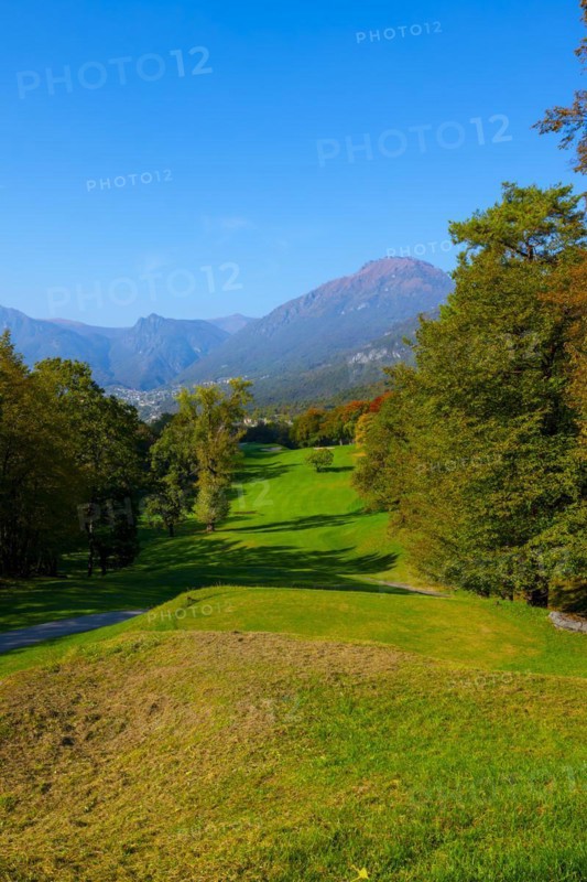 Golf Course Menaggio with Mountain View in Autumn in Lombardy