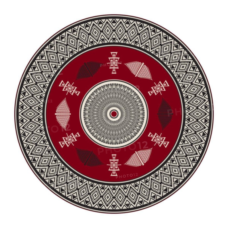 Tunisian embroidery inspired round design element