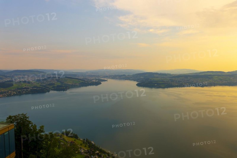 Aerial View over Lake Lucerne and Mountain in Burgenstock