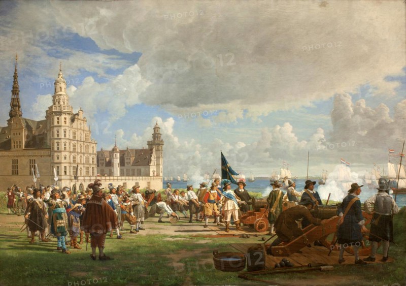 The Dutch fleet under Admiral Opdam passing the Sound on 29 October 1658 during the Swedish War of 1657-60