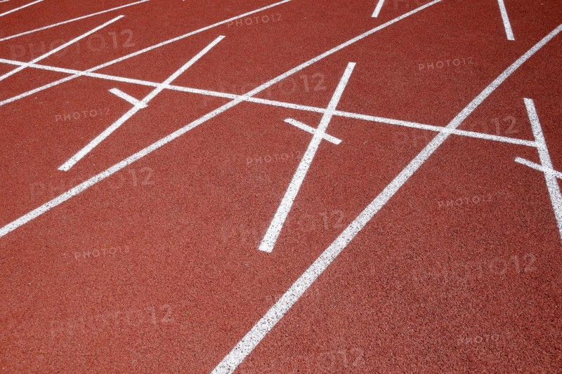 Lines on a tartan track sports field