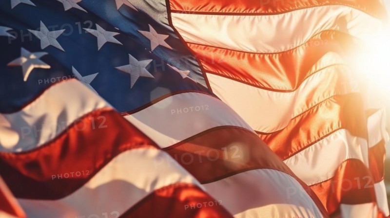 Silk american flag abstract blowing in the wind