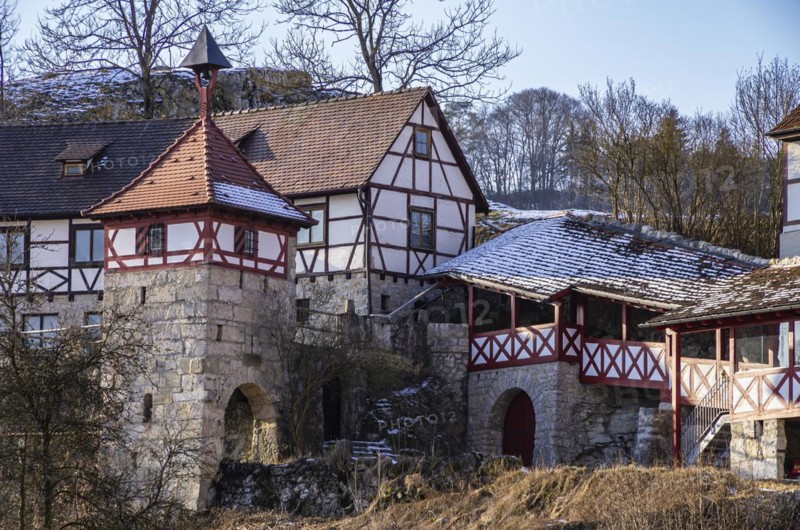 Village of Gundelfingen in the valley of the Great Lauter near Muensingen