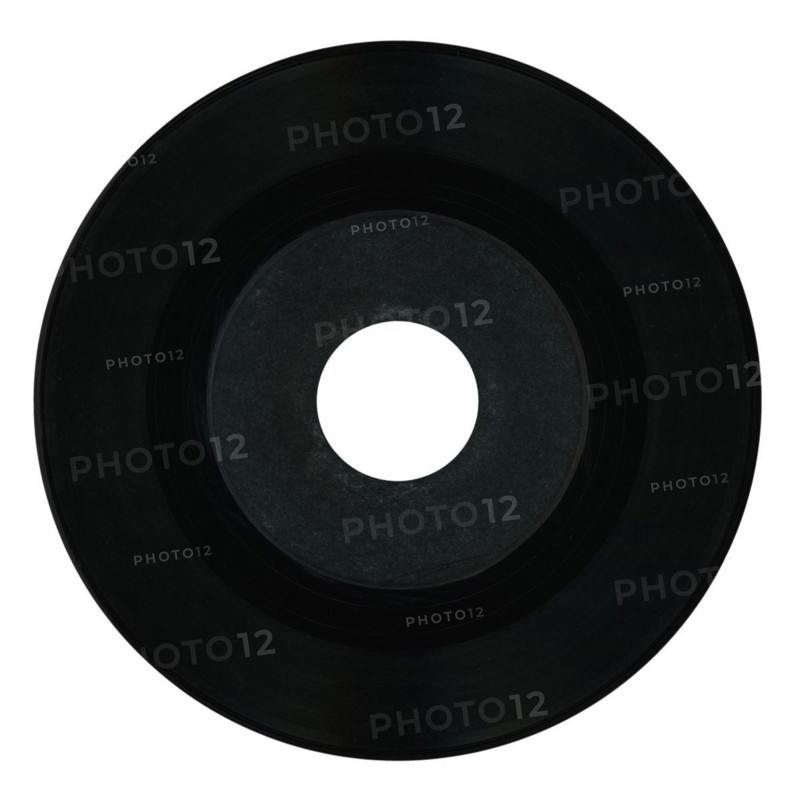 Black vinyl record with blank label isolated over white