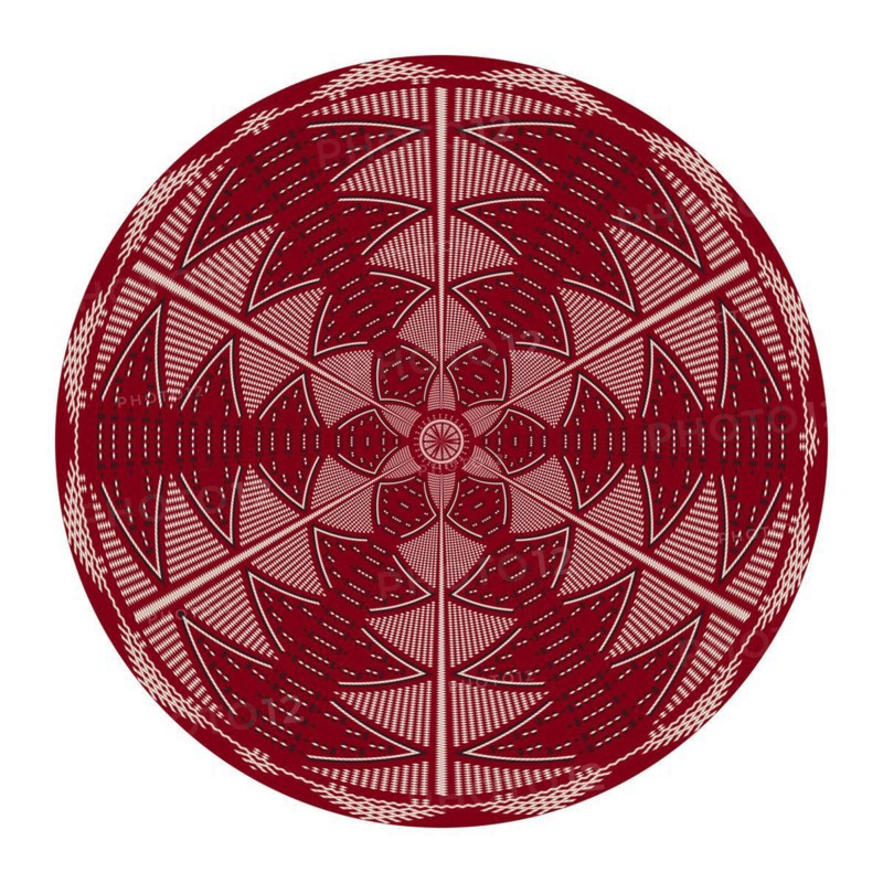 Tunisian embroidery inspired round design element