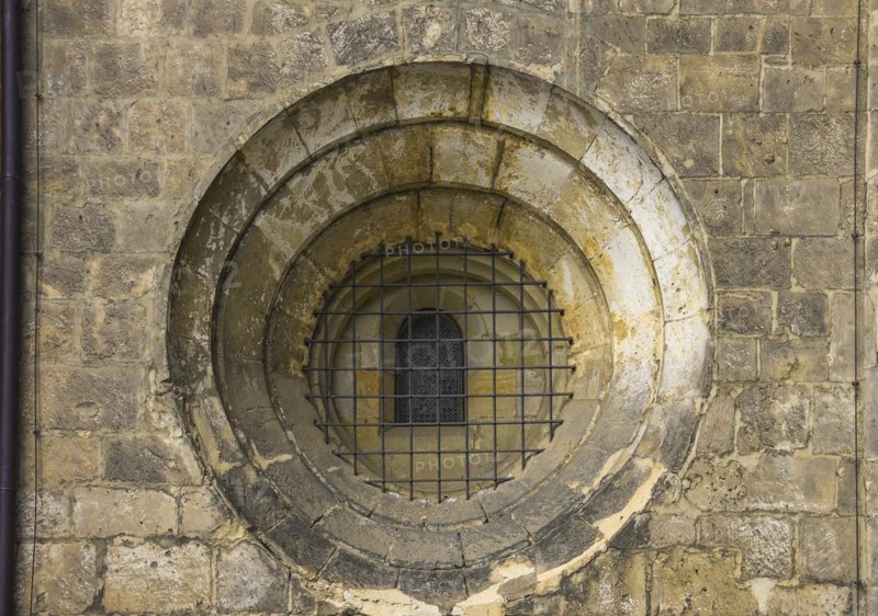Round windows in the exterior facade of the Collegiate Church of St. Servatii in Quedlinburg