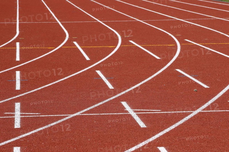 Lines on a tartan track sports field