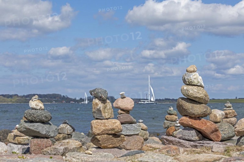 Stone tower at the northernmost tip of the German mainland with a view of Denmark