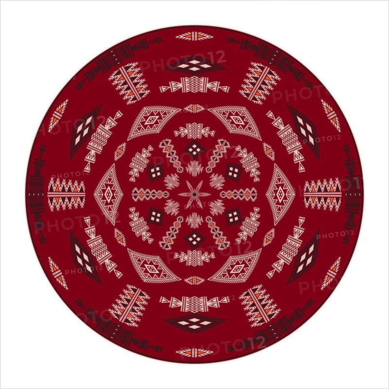Tunisian embroidery inspired round design element