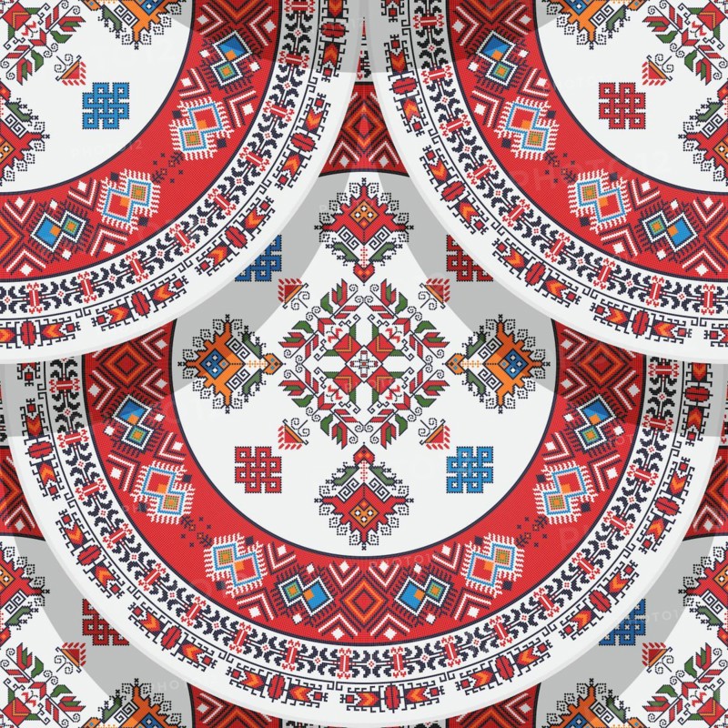 Traditional Bulgrarian embroidery seamless pattern